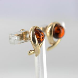 Italian Made Unique German Baltic Amber "Kiss" Studs In 9ct Gold GS0129 RRP£195!!!