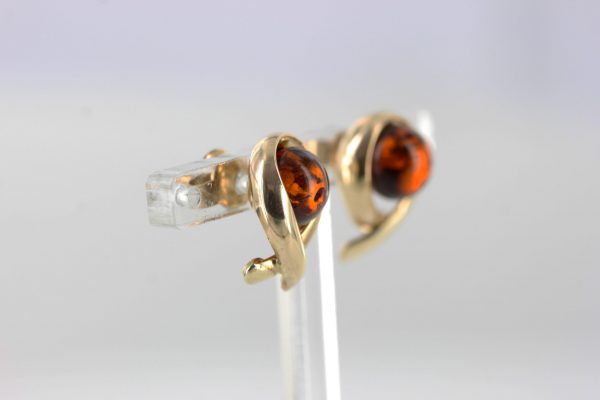 Italian Made Unique German Baltic Amber "Kiss" Studs In 9ct Gold GS0129 RRP£195!!!