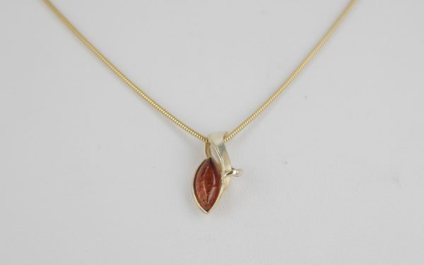 Italian Handmade Modern Stylish German Baltic Amber Pendant in 9ct Gold -GP0145 RRP£175!!!