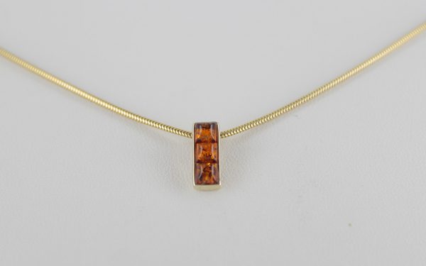 Italian Handmade Modern Elegant German Baltic Amber Pendant in 9ct Gold -GP0147 RRP£95!!!