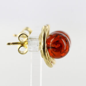 ITALIAN HANDMADE GERMAN AMBER STUD EARRINGS IN 9CT Solid GOLD GS0127 RRP£175!!!