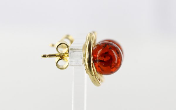 ITALIAN HANDMADE GERMAN AMBER STUD EARRINGS IN 9CT Solid GOLD GS0127 RRP£175!!!