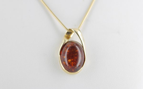 Italian Handmade Elegant Stylish German Baltic Amber Pendant in 9ct Gold -GP0148 RRP£375!!!