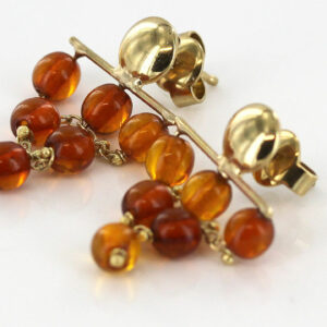 Italian Handmade Unique German Baltic Amber in 9ct Gold Drop Earrings GE0079 RRP£195!!!