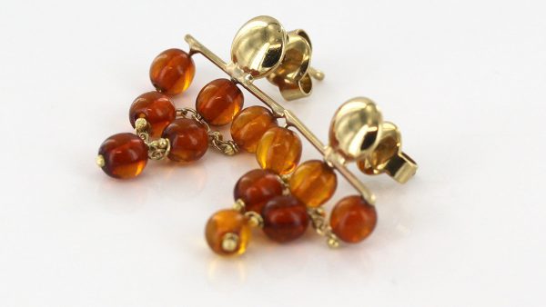 Italian Handmade Unique German Baltic Amber in 9ct Gold Drop Earrings GE0079 RRP£195!!!