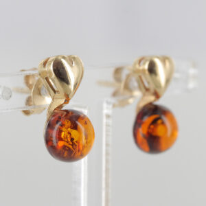 Italian Made Heart Shaped LOVE Baltic Amber Studs In 9ct Solid Gold GS0128 RRP£145!!!