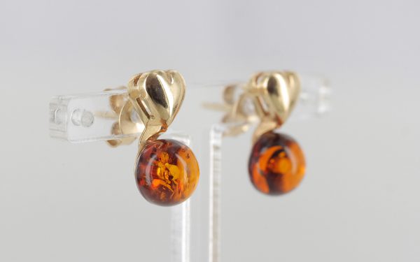 Italian Made Heart Shaped LOVE Baltic Amber Studs In 9ct Solid Gold GS0128 RRP£145!!!