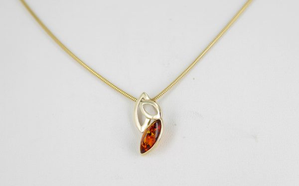 Italian Handmade Modern Elegant German Baltic Amber Pendant in 9ct Gold -GP0149 RRP£125!!!