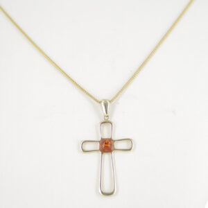 Italian Handmade Modern German Baltic Amber Cross Pendant in 9ctGold- GP0150 RRP£175!!!