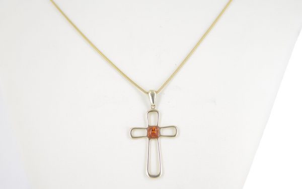 Italian Handmade Modern German Baltic Amber Cross Pendant in 9ctGold- GP0150 RRP£175!!!