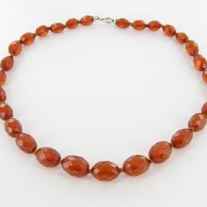 Antique German Red Honey Baltic Amber Unique Beaded Necklace A0122 RRP£1000!!