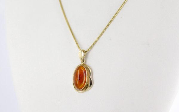 Italian Handmade Unique Elegant Modern German Baltic Amber Pendant in 9ct solid Gold -GP0169 RRP£225!!!!!!