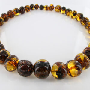 German Baltic Amber Natural Unique Bead Necklace with organic inclusions Handmade A301 RRP£3950!!!