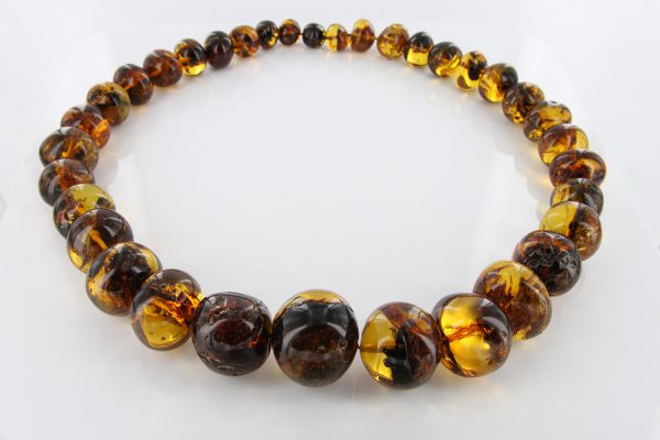 German Baltic Amber Natural Unique Bead Necklace with organic inclusions Handmade A301 RRP£3950!!!