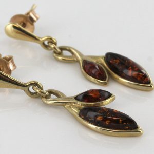 Italian Handmade Unique German Baltic Amber in 9ct Gold Drop Earrings GE0081 RRP£195!!!