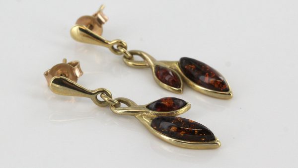 Italian Handmade Unique German Baltic Amber in 9ct Gold Drop Earrings GE0081 RRP£195!!!