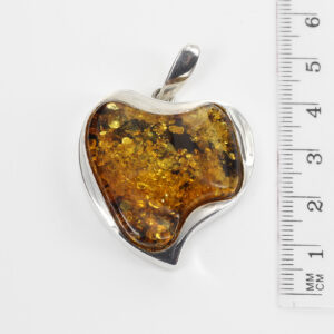 Heart Pendant Handmade German Baltic Amber in 925 Silver PD092 – RRP£225!!!