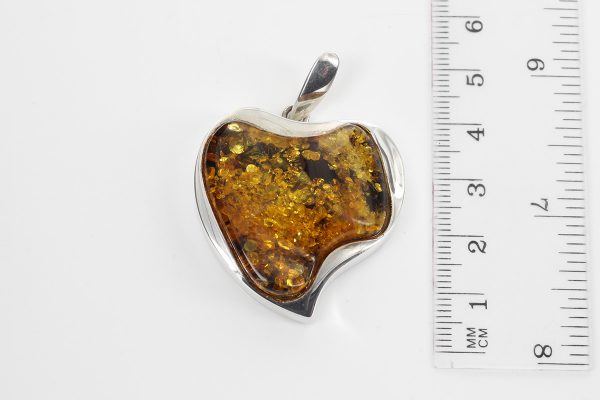 Heart Pendant Handmade German Baltic Amber in 925 Silver PD092 – RRP£225!!!