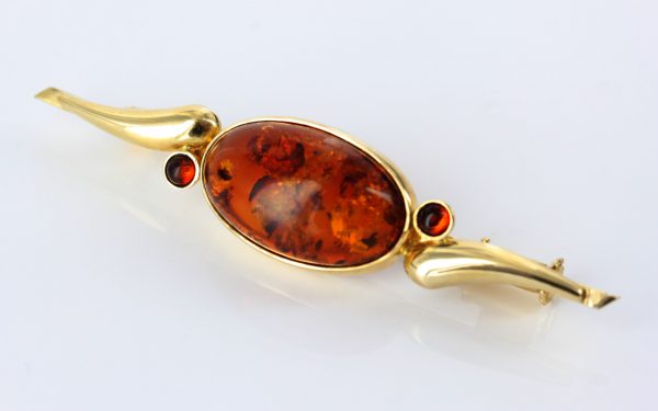 Italian Handmade Elegant German Baltic Amber Brooch in 18ct Gold GB0029 RRP£1000!!!