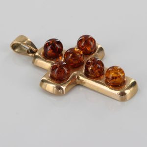 Italian Made Cross Pendant German Baltic Amber in 9ct Gold - GP0198 RRP£375!!