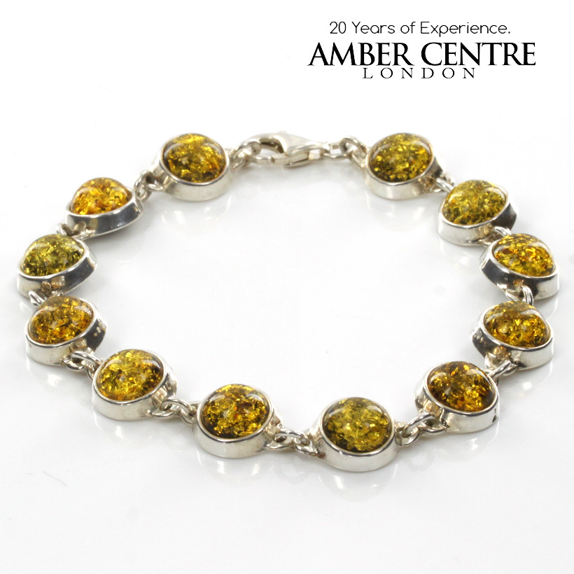 HANDMADE CLASSIC GERMAN BALTIC AMBER BRACELET 925 STERLING SILVER BR055 RRP£129!!!