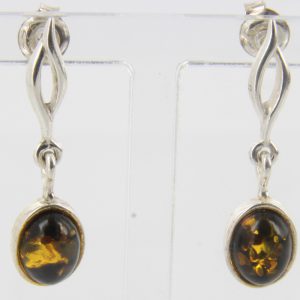 Italian Made Elegant Green Baltic Amber 925 Silver Earrings E0106 RRP£25!!!