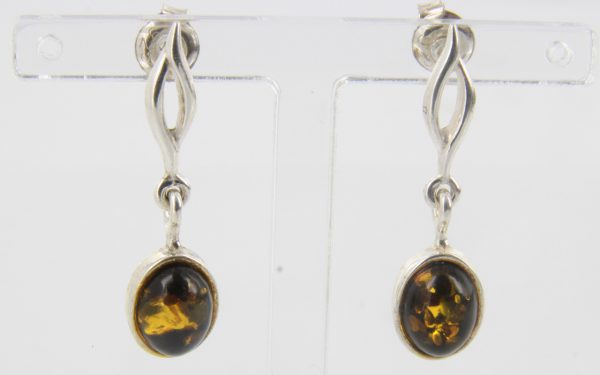 Italian Made Elegant Green Baltic Amber 925 Silver Earrings E0106 RRP£25!!!