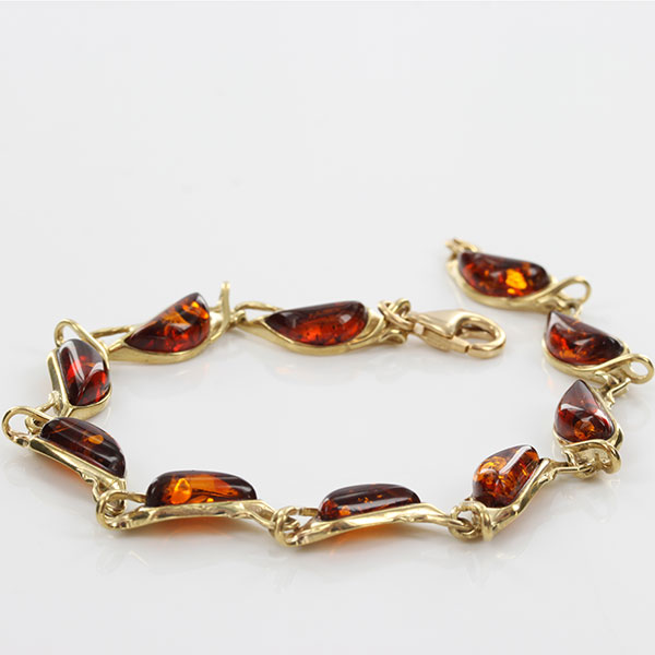 ITALIAN HANDMADE GERMAN BALTIC AMBER BRACELET IN 9CT solid GOLD GBR062-RRP£695!!!