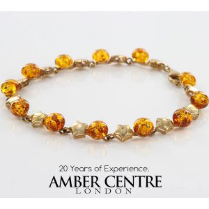 ITALIAN MADE LUCKY STAR GERMAN BALTIC AMBER BRACELET 9CT GOLD GBR135 RRP£850!!!