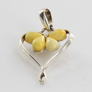 Butterscotch German BALTIC AMBER & 925 SILVER HEART PENDANT-PE0109 RRP£50!!!