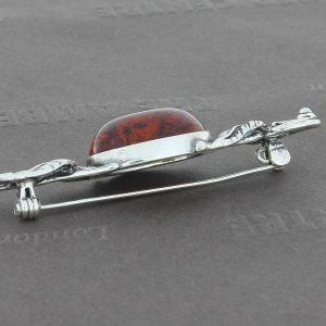 German Baltic Amber Art Decor Style Brooch 925 Silver Handmade BD101 RRP£50!!!