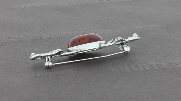 German Baltic Amber Art Decor Style Brooch 925 Silver Handmade BD101 RRP£50!!!