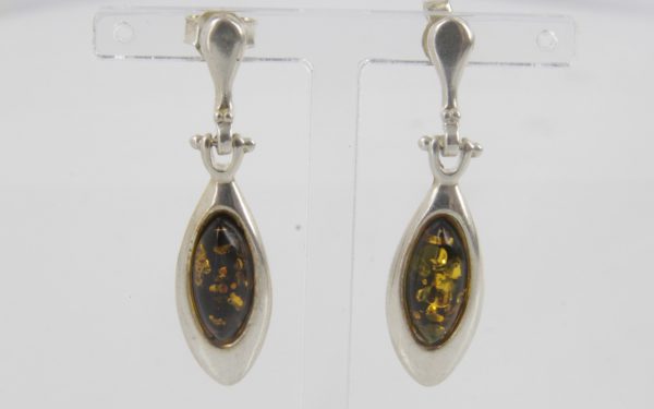 Italian Style Elegant German Green Baltic Amber 925 Silver Earrings E0093 RRP£45!!!