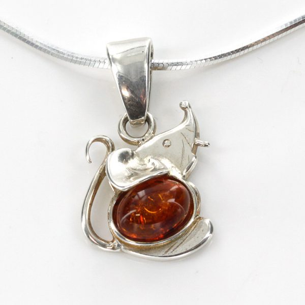 Amber Necklace German Baltic Amber Mouse Pendant Necklace 925 Silver N012 RRP£70!!!