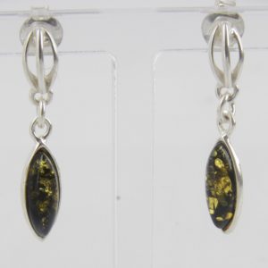 Italian Made Elegant German Green Baltic Amber 925 Silver Earrings E0095 RRP£25!!!