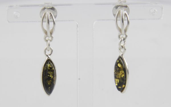 Italian Made Elegant German Green Baltic Amber 925 Silver Earrings E0095 RRP£25!!!