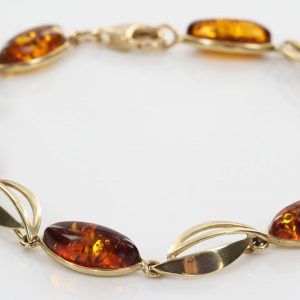 ITALIAN HANDMADE GERMAN BALTIC AMBER BRACELET IN 9CT solid GOLD GBR140-RRP£595!!!