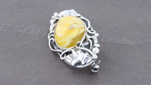 Brooch Butterscotch German Baltic Amber 925 silver handmade BD0129 RRP£125!!!