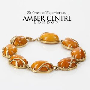 German Antique Handmade Butterscotch Baltic Amber In 9ct solid Gold Bracelet GBR089 RRP£2500!!!