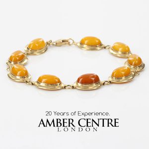 Handmade German Antique Butterscotch Baltic Amber In 9ct Gold Bracelet GBR088 RRP£1200!!!