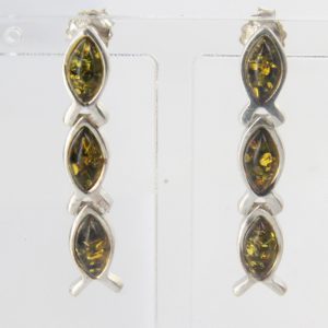 Italian Style Elegant German Baltic Amber 925 Silver Earrings E0123 RRP£60!!!