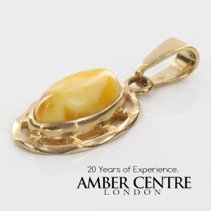 Italian Made Butterscotch German Baltic Amber Pendant in 9ct Gold-GP0040Y RRP£195!!!
