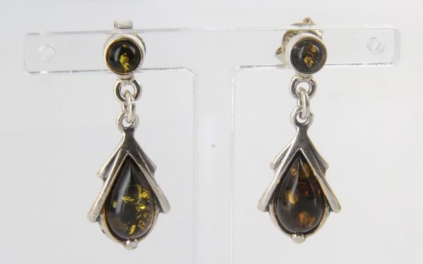 Italian Style Elegant Green Baltic Amber 925 Silver Earrings E0125 RRP £35