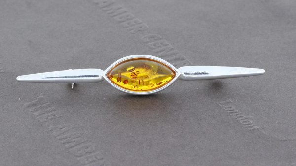 Amber Brooch German Baltic Amber 925 silver unique handmade - BD0122 RRP£50!!!