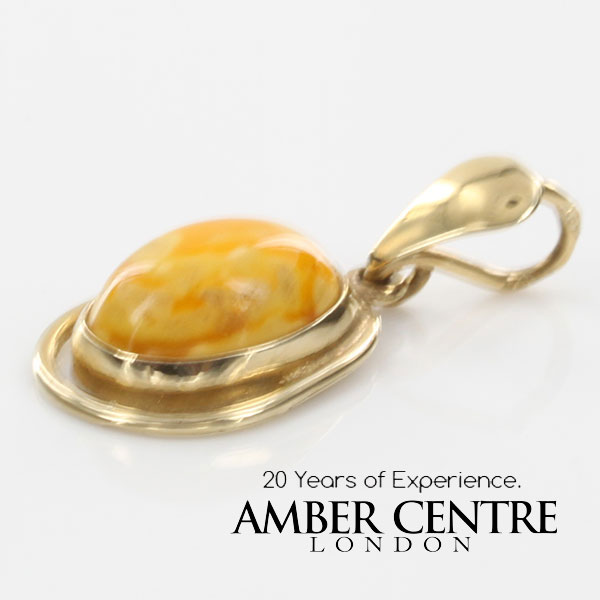Italian Handmade German Butterscotch Baltic Amber Pendant in 9ct solid Gold-GP0047Y RRP£195!!!