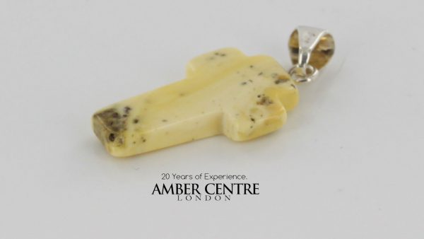 Milky Butterscotch Baltic Amber Cross Pendant Very rare PE0114 RRP£35!!!
