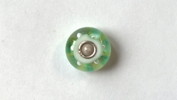 Genuine Murano Glass Trollbeads Charm Green Stripe Bubbles 61446 RRP25!!!