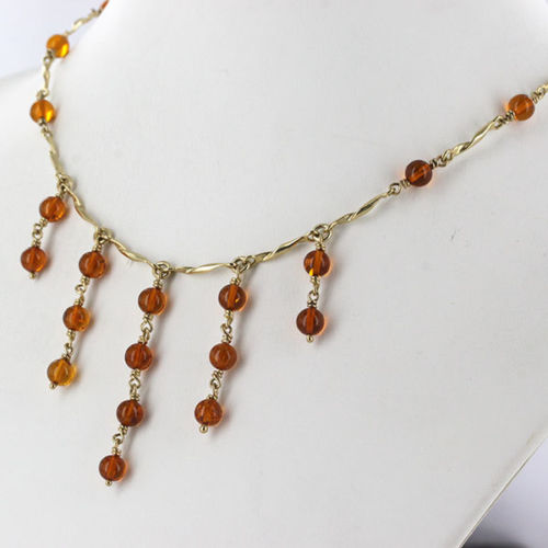 Italian Handmade German Baltic Amber Necklace in 9ct solid Gold- GN0030 RRP£995!!!