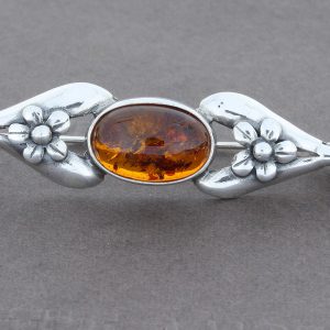 Beautifully Designed Handmade Silver Brooch with German Baltic Amber BD0115 RRP£55!!!