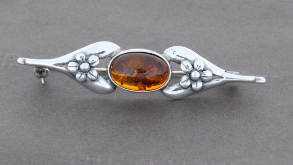 Beautifully Designed Handmade Silver Brooch with German Baltic Amber BD0115 RRP£55!!!